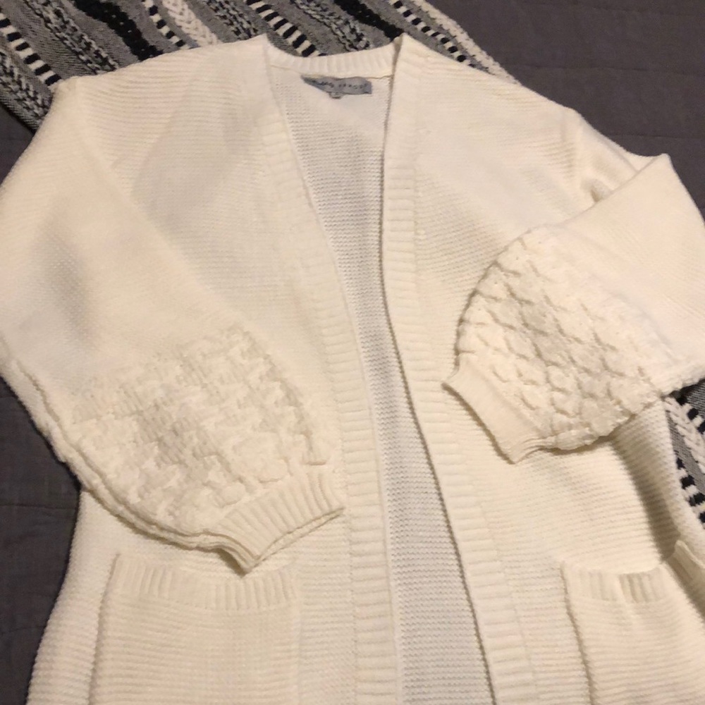 Cream bell sleeve sweater cardigan
